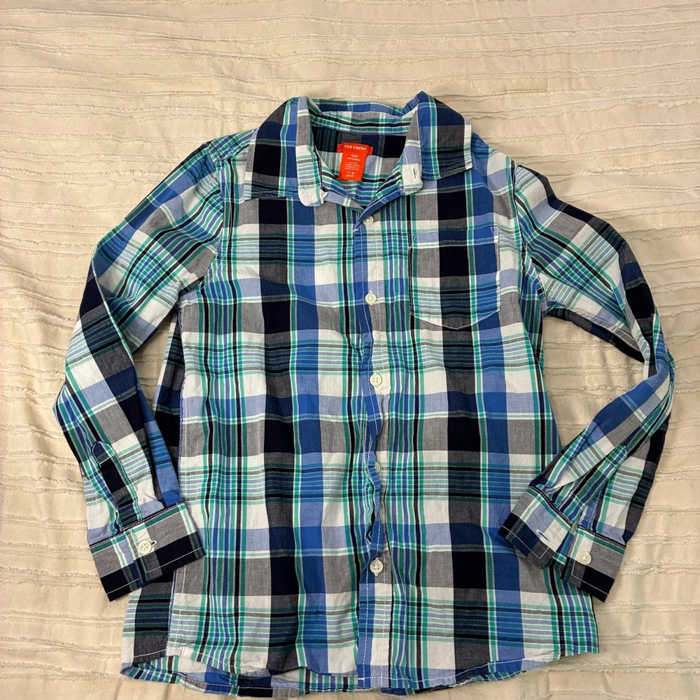 Plaid Button-Up Shirt - Blue/Teal - Kids size 10. Joe fresh. Almost new